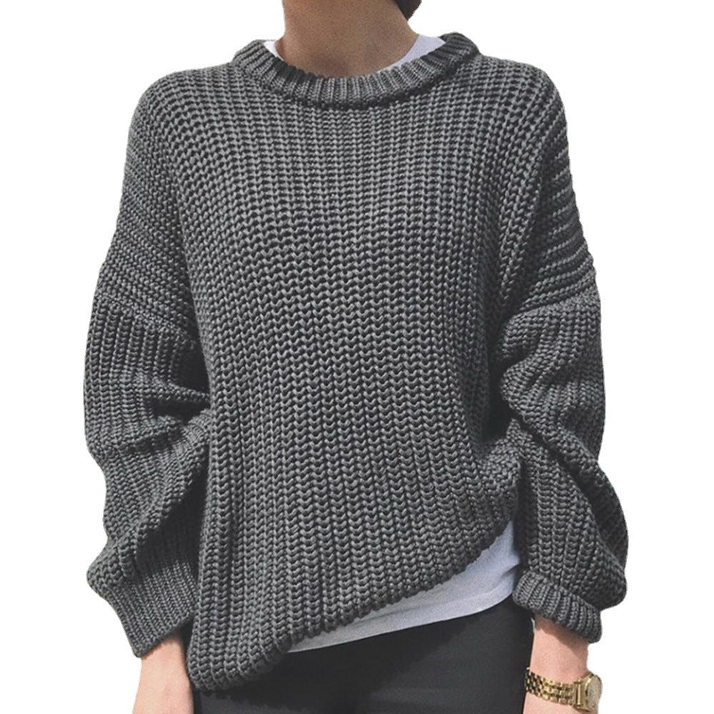 Kvinders afslappede strikket sweater med moderne rib mønster Stilla