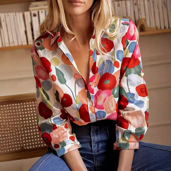 Damebluse med farverigt blomsterprint Stilla