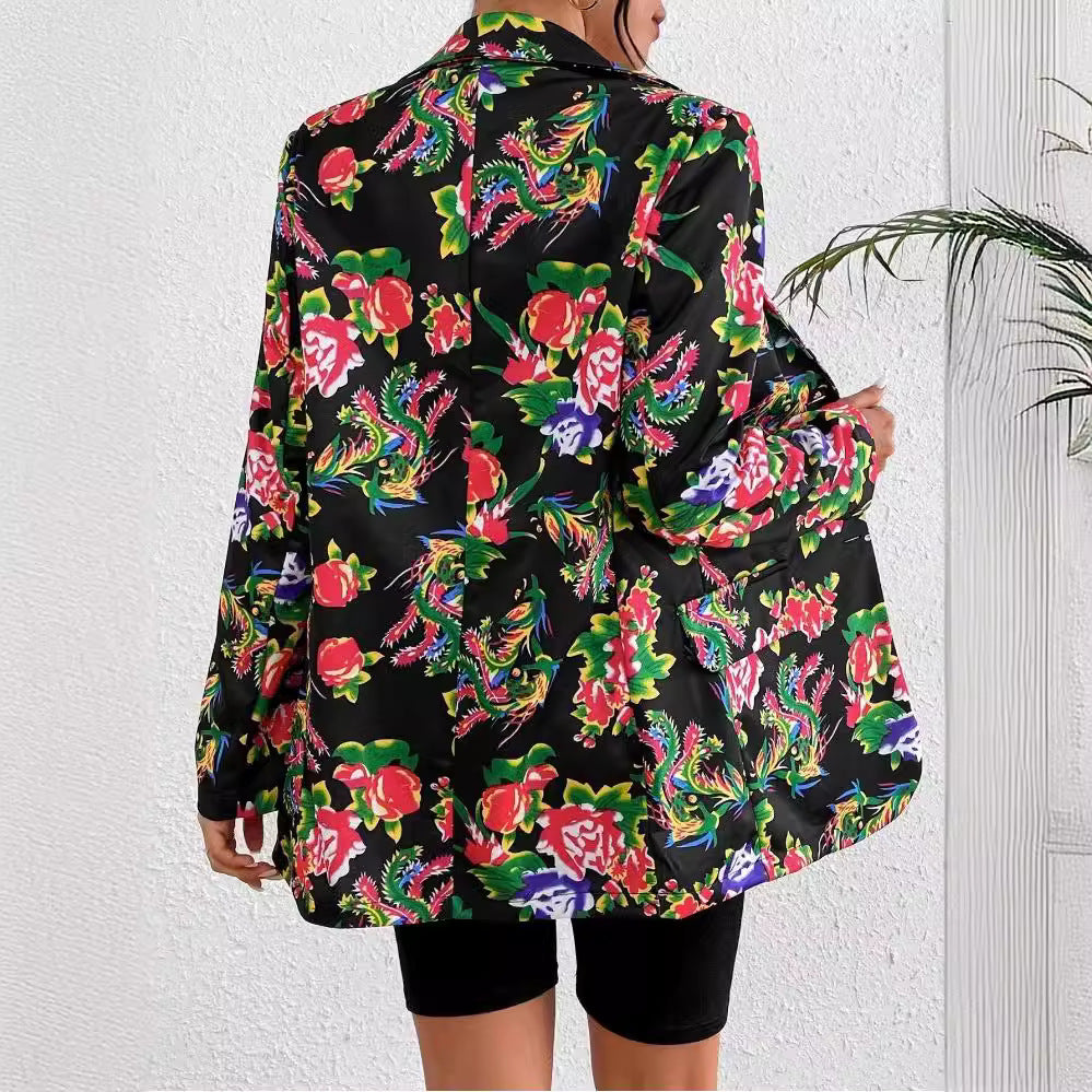 Dame blazer i blomsterdesign med elegant snit Stilla