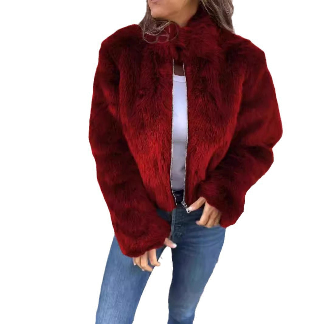 Kvinders Cozy Fleece Jakke med Høj Krave Skovae