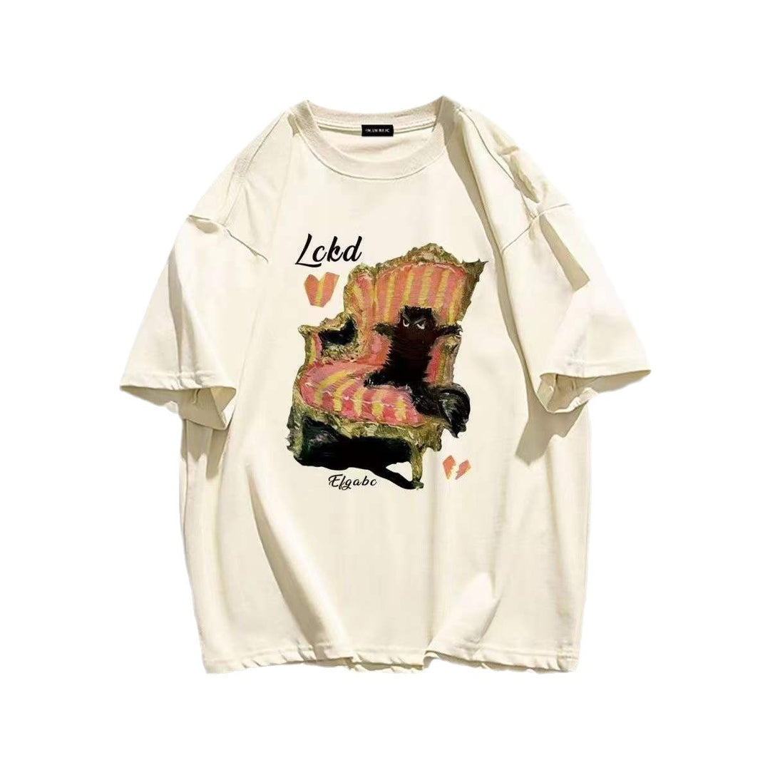 Kvinders sweatshirt med humoristisk katte design Stilla