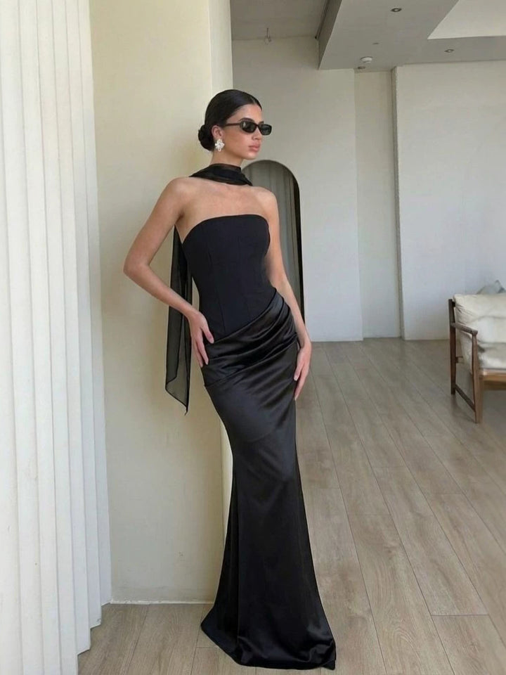 Dame Bodycon Aftenkjole med elegant Drapering Skovae