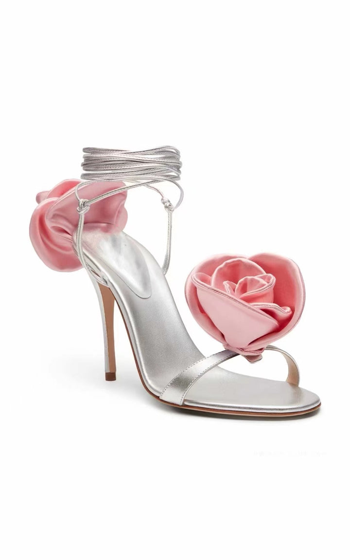 Femme Elegante Høje Hæle Sandaler med Floral Accent Stilla