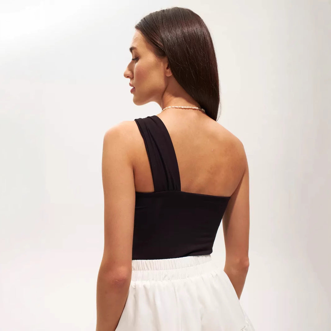Dame grafisk bodysuit med asymmetrisk strop Stilla
