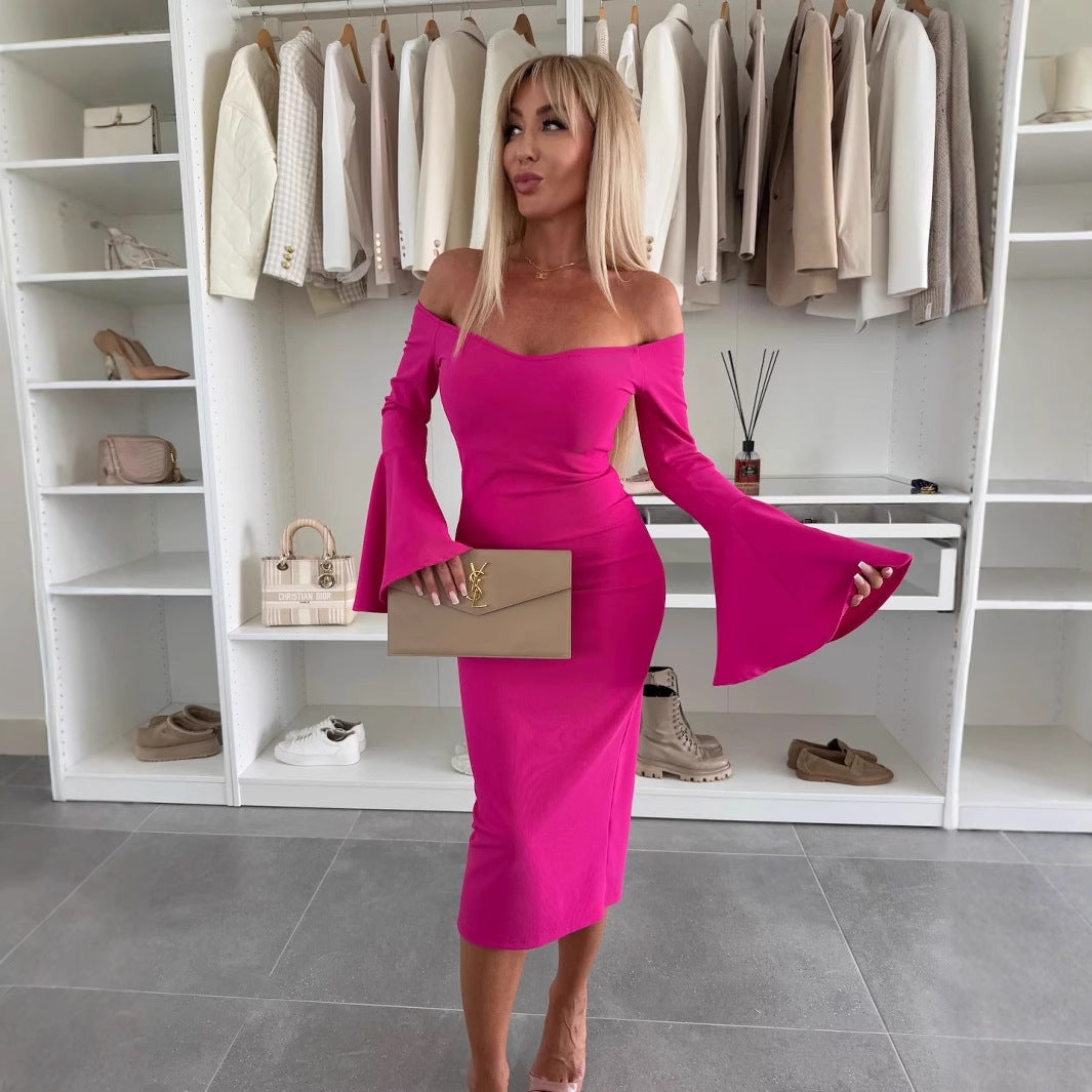 Dame off-shoulder omslagskjole med voluminøse ærmer Stilla