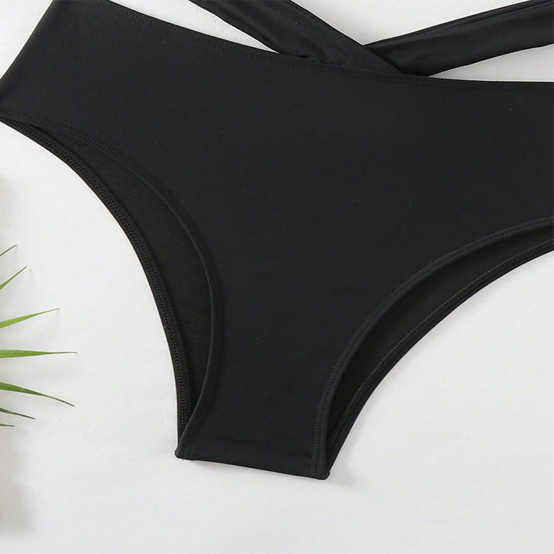 Dame bikini-sæt med flot knude-top og høj talje Stilla