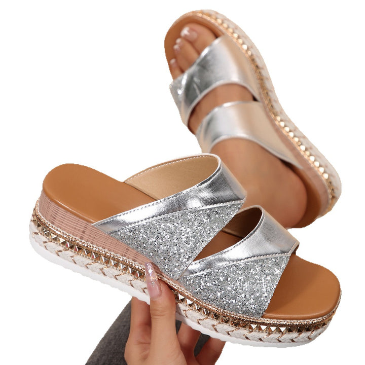 Dame Glamourøse Wedge-Sandaler med glitrende strassbesætning Stilla