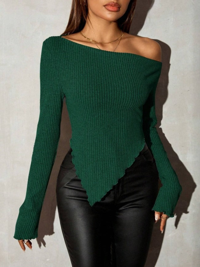 Damer Asymmetrisk Strik Sweater Stilla