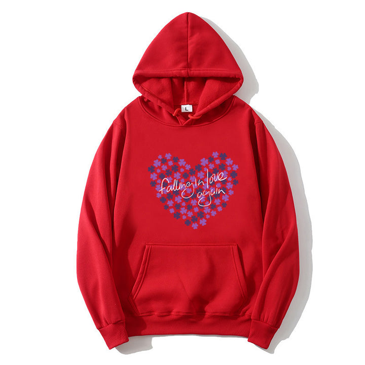 Kvinders hoodie med blomsterhjerte design Skovae