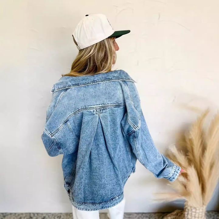 Dame Vintage Denimjakke i afslappet oversized-snit Stilla
