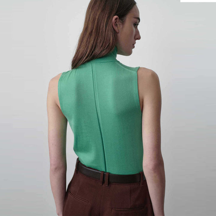Dame ærmeløs Turtleneck-top i højkvalitets, strækbart materiale med tætsiddende pasform Stilla