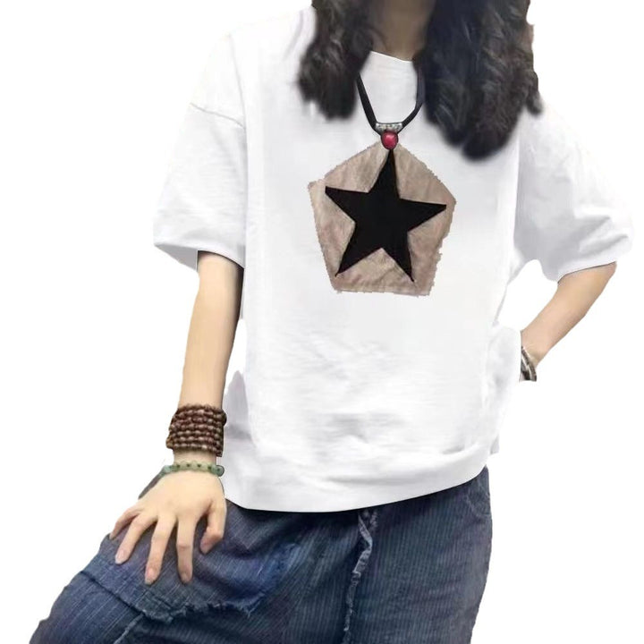 Dame T-shirt med afslappet stjernedesign og oversized pasform Stilla