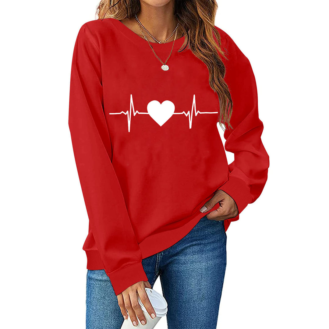 Dame sweatshirt med kreativ hjerterytme-design Stilla