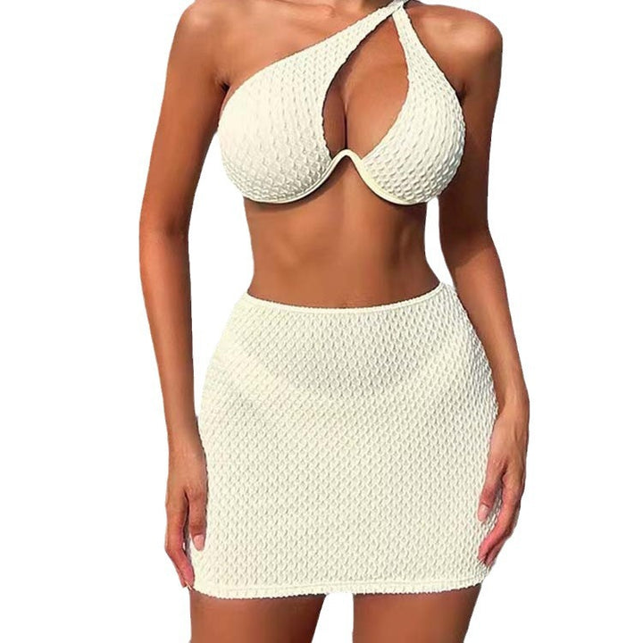 Dame Bikini-sæt med innovativt asymmetrisk design og raffineret rynke Stilla