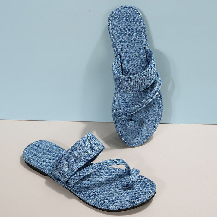 Dame Denim Tåsplit Sandaler med krydset rem og anatomisk fodseng Stilla