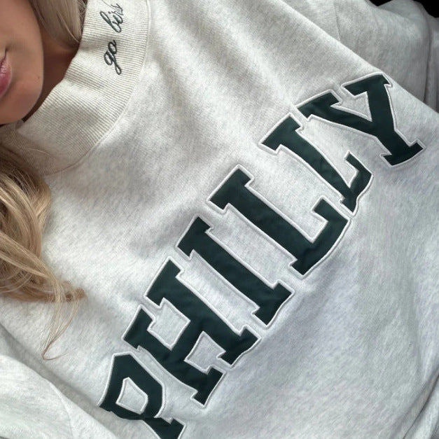 Kvinders oversized sweatshirt med trendy bogstaver Stilla
