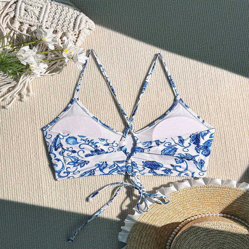 Dame bikini top med blomsterdesign og justerbare stropper Stilla
