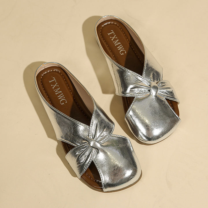 Femme Styliske Sløjfe-Detalje Slip-On Mules Stilla