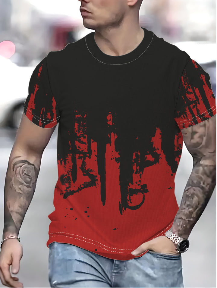 Herre T-shirt med kreativ farveovergang og unikt graffiti-design Stilla