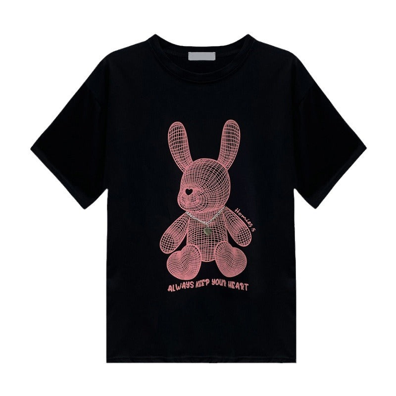 Dame T-shirt med kreativt Bunny-design og afslappet oversized-snit Stilla