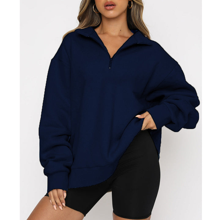Dame Bekvem Oversized Pullover med Lynlås Stilla