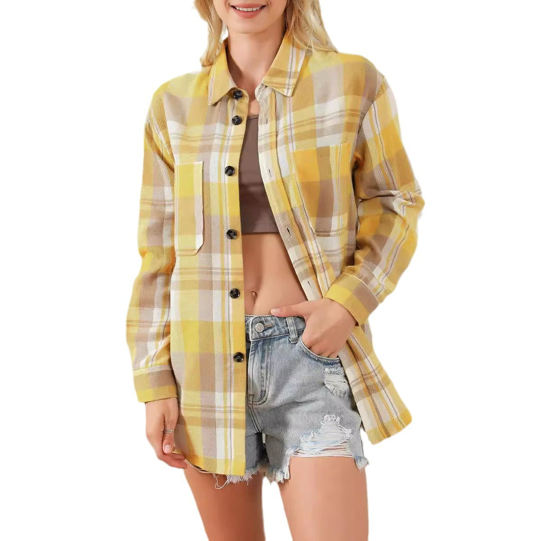 Dame flannel skjorte i oversized snit med ternet mønster Stilla