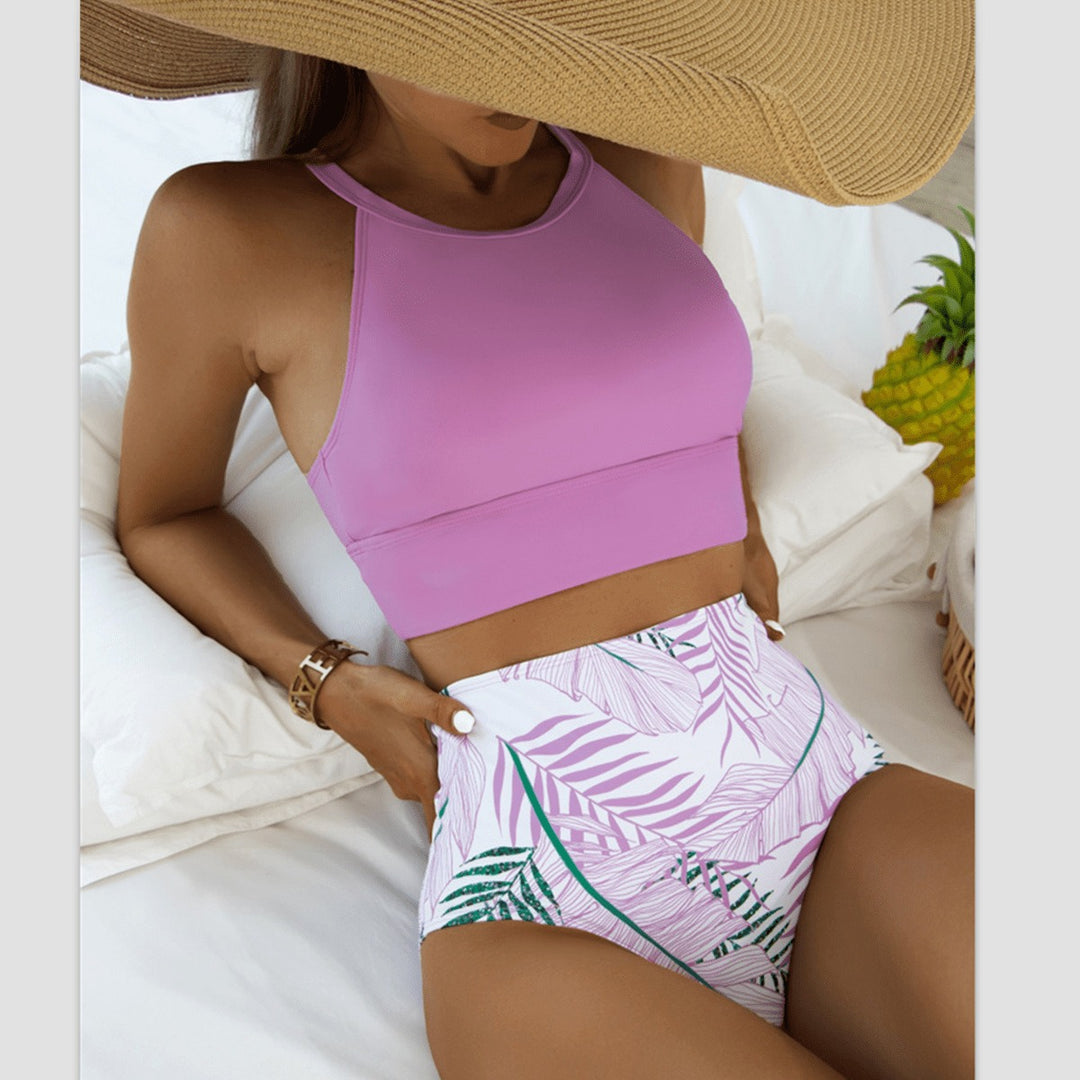 Dame Sporty bikini med højt skåret trusse og moderigtigt crop-top Stilla
