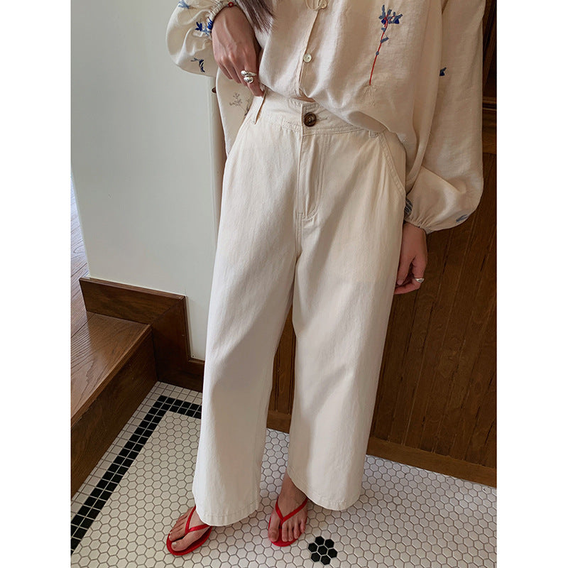 Damevidde High-Waist-jeans med elegante syninger og moderne snit Stilla