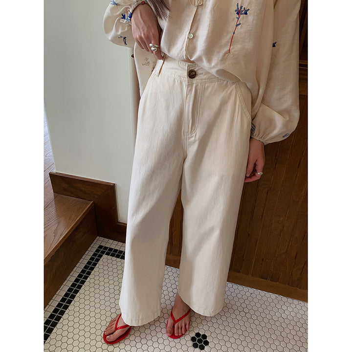 Damevidde High-Waist-jeans med elegante syninger og moderne snit Stilla