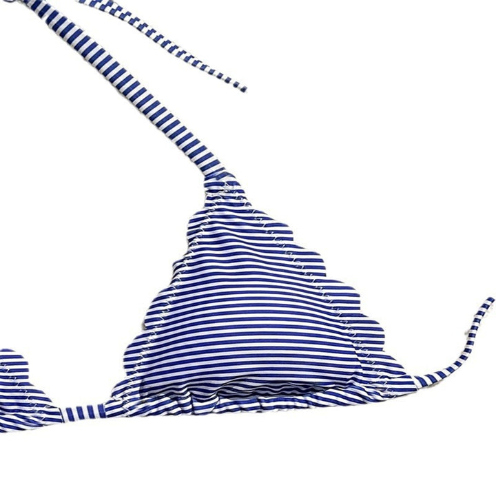 Dame Triangle-Bikini-sæt med legende flæse-design og justerbare bindebånd Skovae