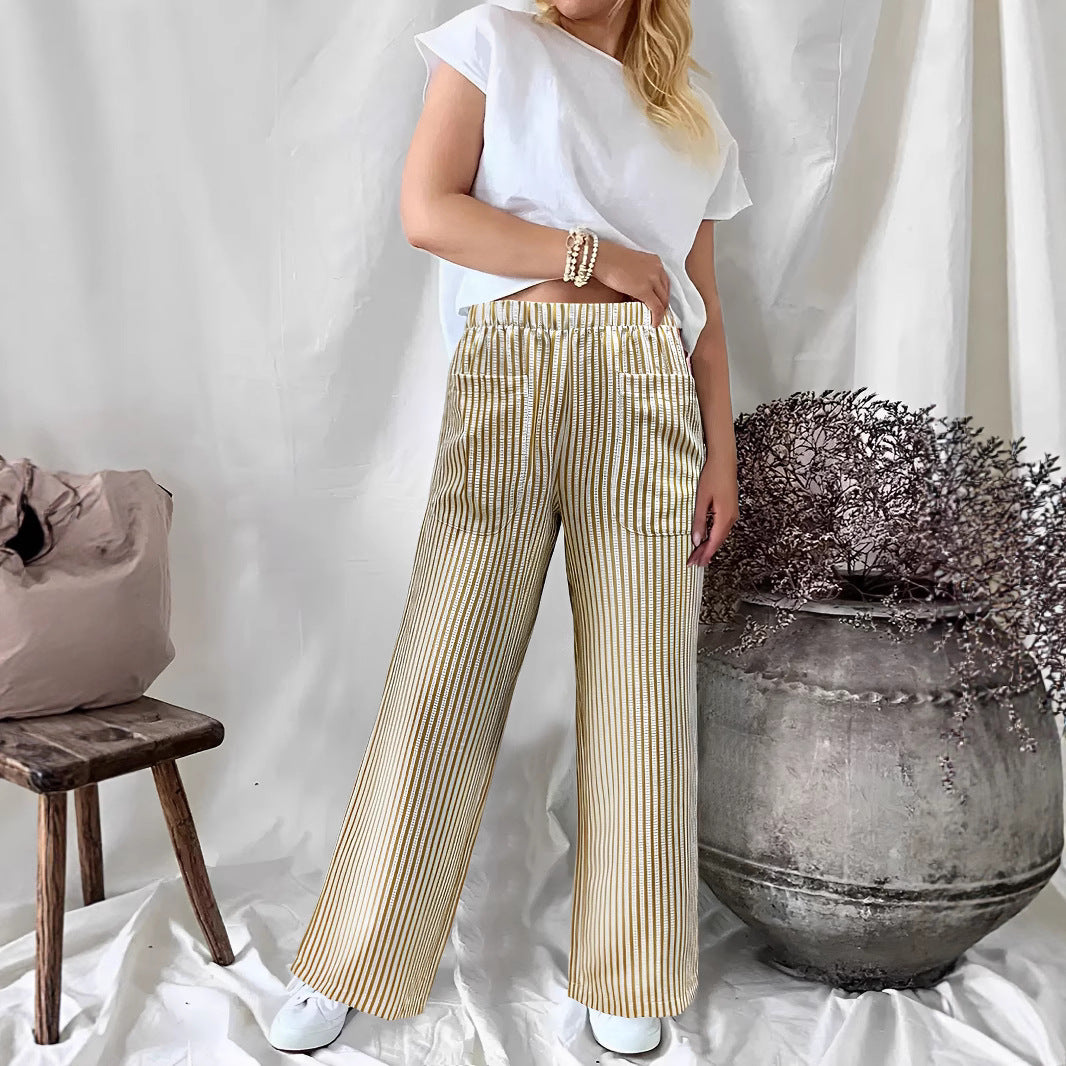 Dame Relaxed Fit Stribet Bukser Stilla