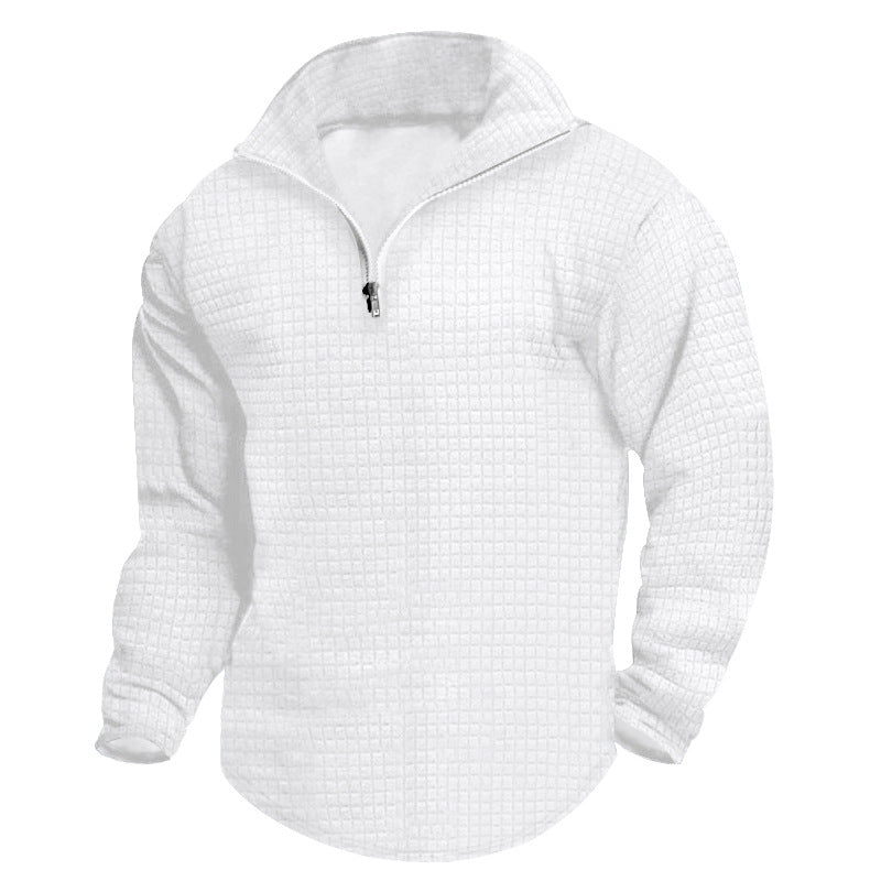 Herre fleece-trøje med ståkrave og struktureret design Stilla