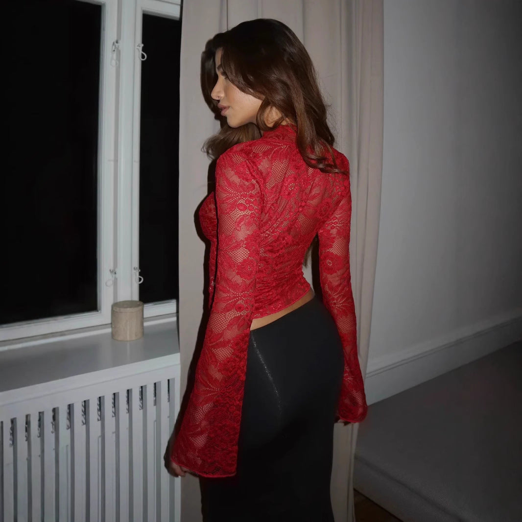 Dame Elegant Langærmet top med spidsedetalje og afslappet snit Stilla