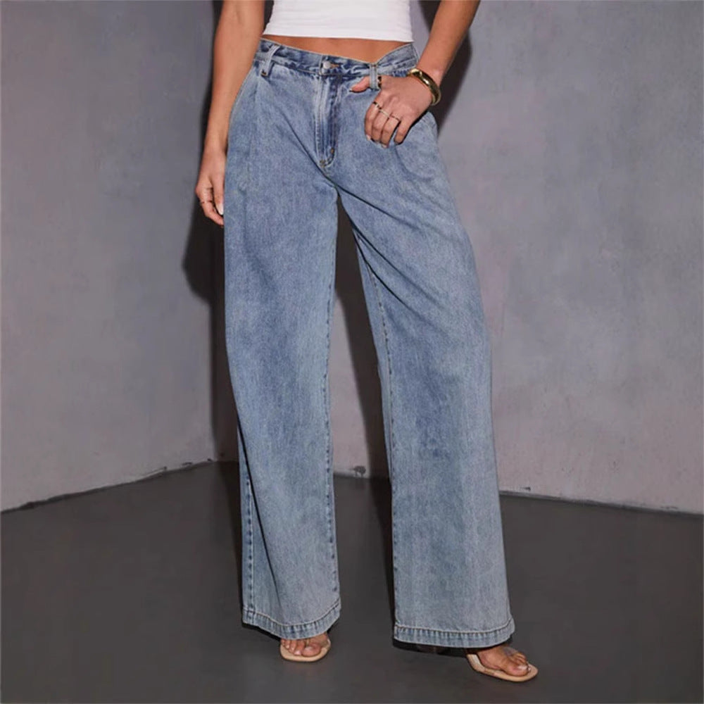 Dame Løst skårne jeans med høj talje og elegante detaljer Stilla
