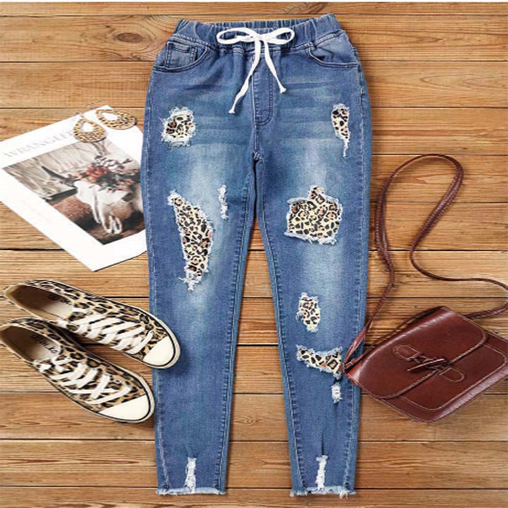 Fru Revnet Leopard-Print Denim Jogger Stilla