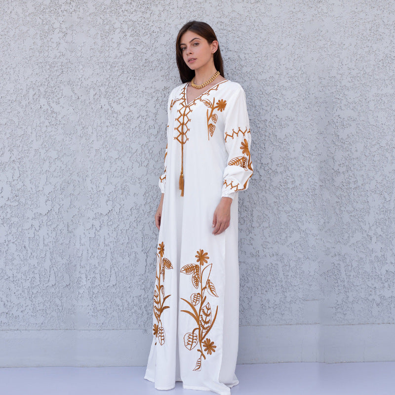 Dame Kaftan med kunstnerisk kant og afslappet snit Stilla