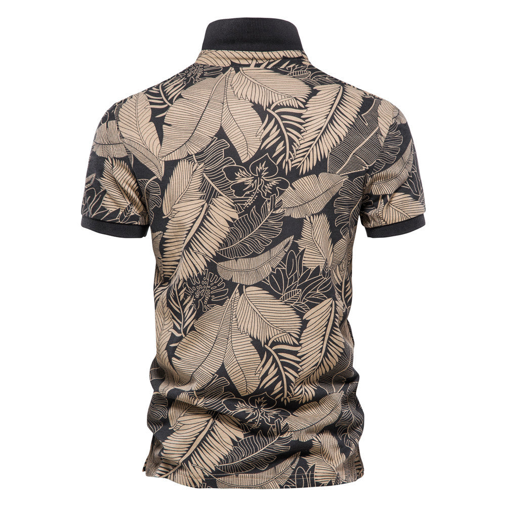 Herre Polo-Shirt med blomsterprint og moderne krave Stilla