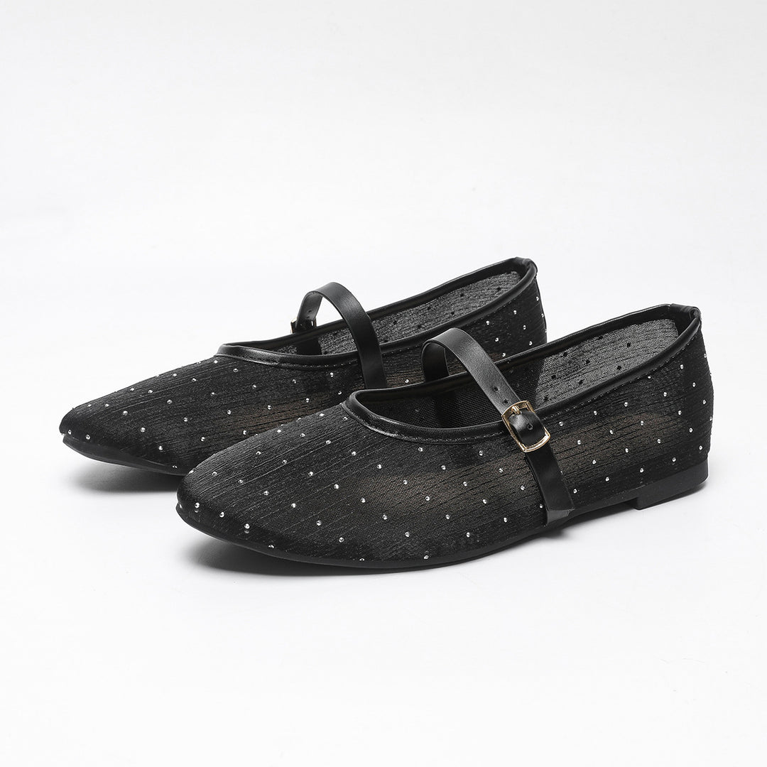 Dame ballerinaer med elegant rem og glitrende accenter Stilla