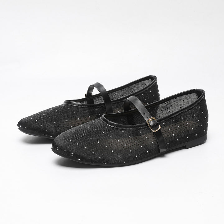 Dame ballerinaer med elegant rem og glitrende accenter Stilla