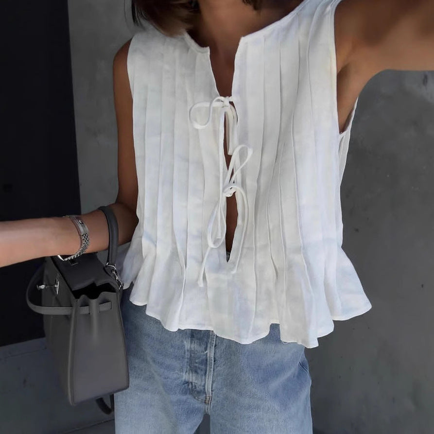 Dame afslappet bluse med smart rynke-design Stilla