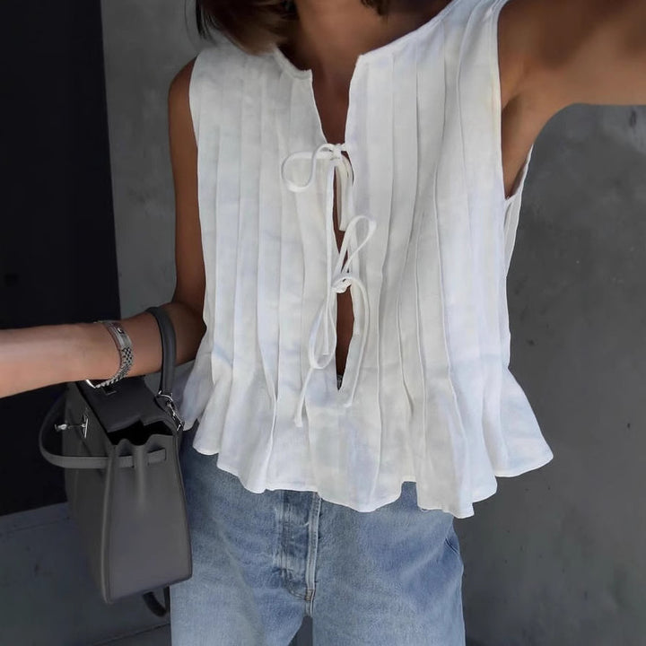 Dame afslappet bluse med smart rynke-design Stilla