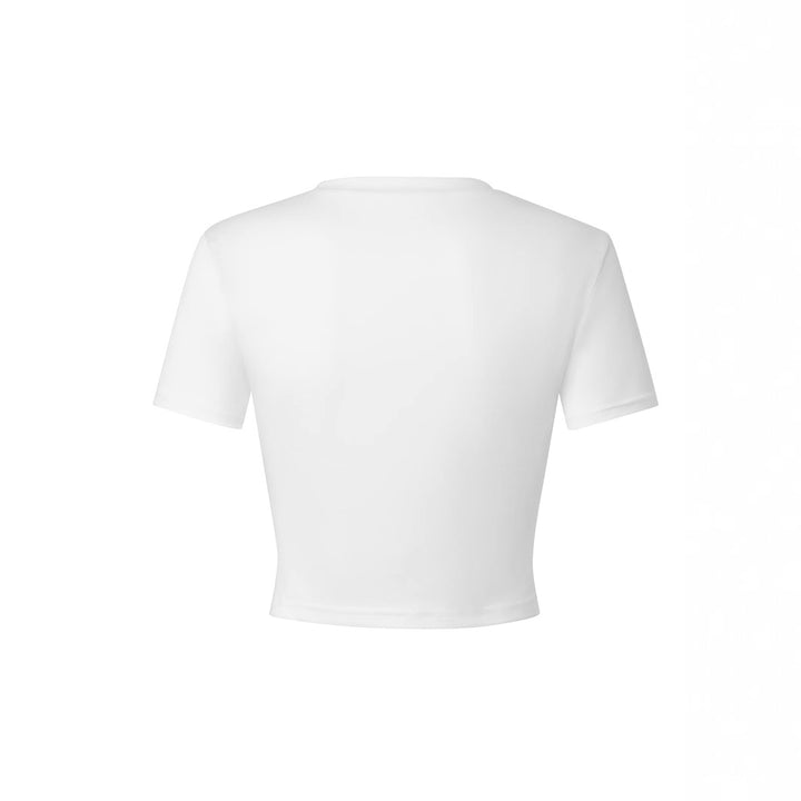 Dame Crop-T-shirt med raffineret sløjfetryk Skovae