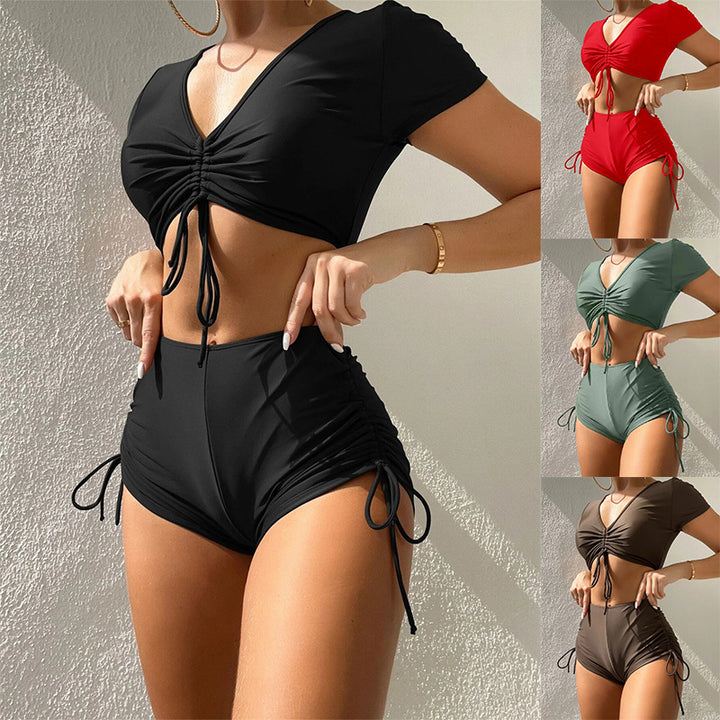 Dame Sporty top og high-waist bikini-bund sæt med blomster mønster Stilla