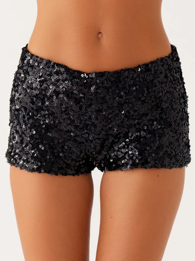 Dame glitrende shorts med trendy snit og elastisk talje Skovae