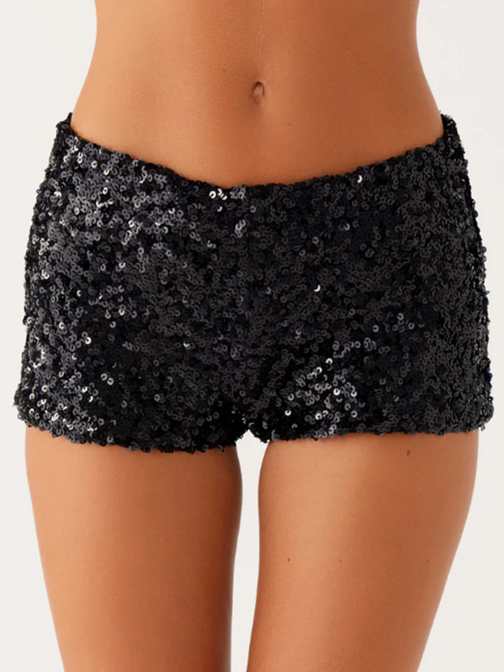 Dame glitrende shorts med trendy snit og elastisk talje Skovae