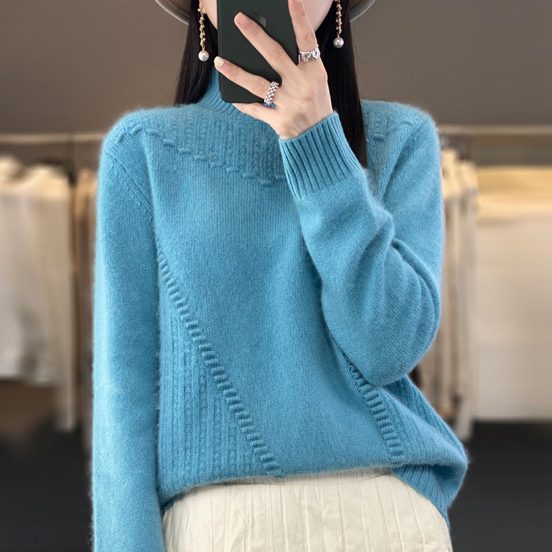 Kvinders strik sweater med struktureret krave og asymmetrisk snit Stilla