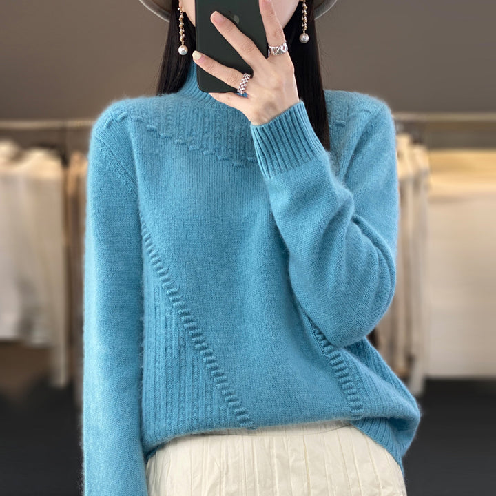 Kvinders strik sweater med struktureret krave og asymmetrisk snit Stilla