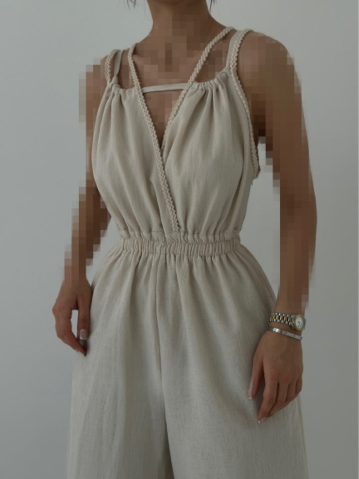 Dame afslappet jumpsuit med justerbare stropper og elastisk talje Stiila