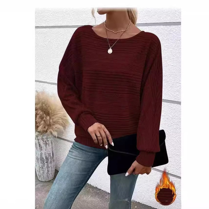 Dame afslappet strikpullover med bred pasform og ribdetaljer Stilla