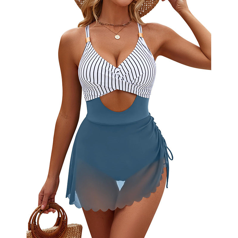 Dame Sporty Éntpiece Badedragt med elegante Cut-Outs og Ruffles detaljer Stilla